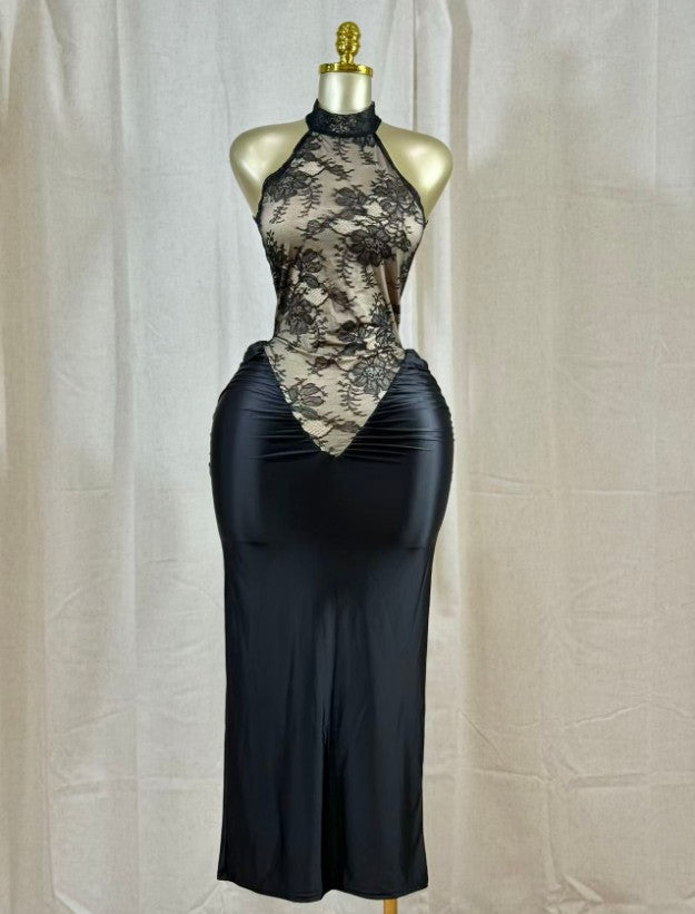 Crimson Lace Hourglass Dress