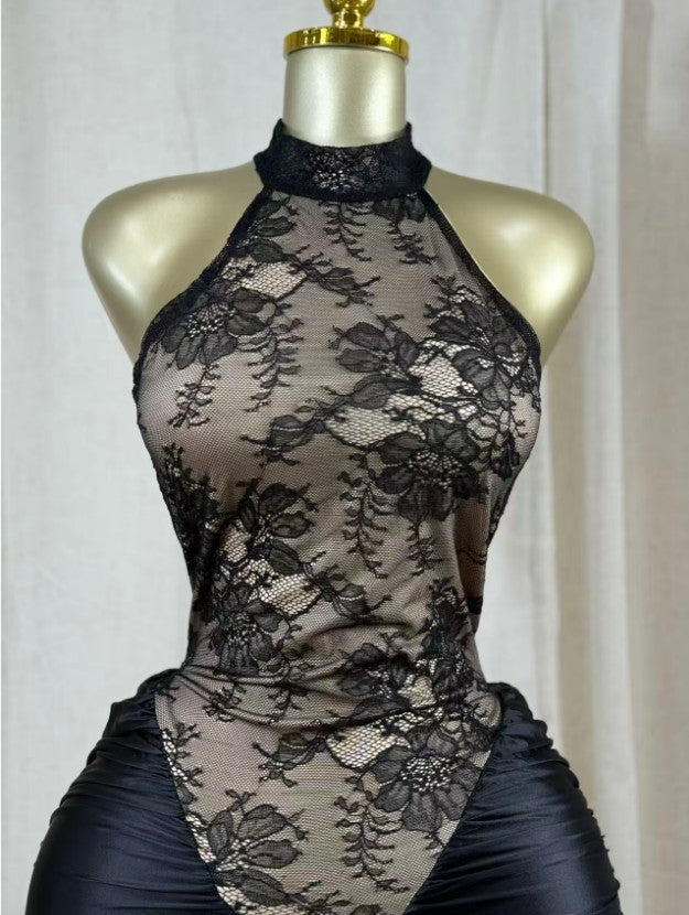 Crimson Lace Hourglass Dress