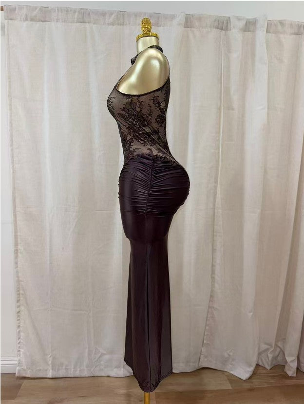 Crimson Lace Hourglass Dress