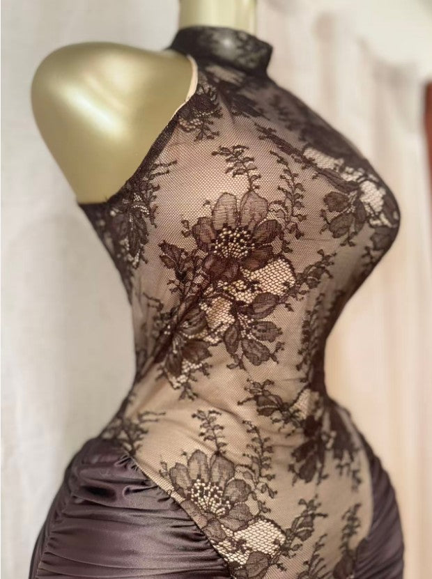 Crimson Lace Hourglass Dress