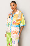 Colorful short-sleeve co-ord perfect for summer resort collections