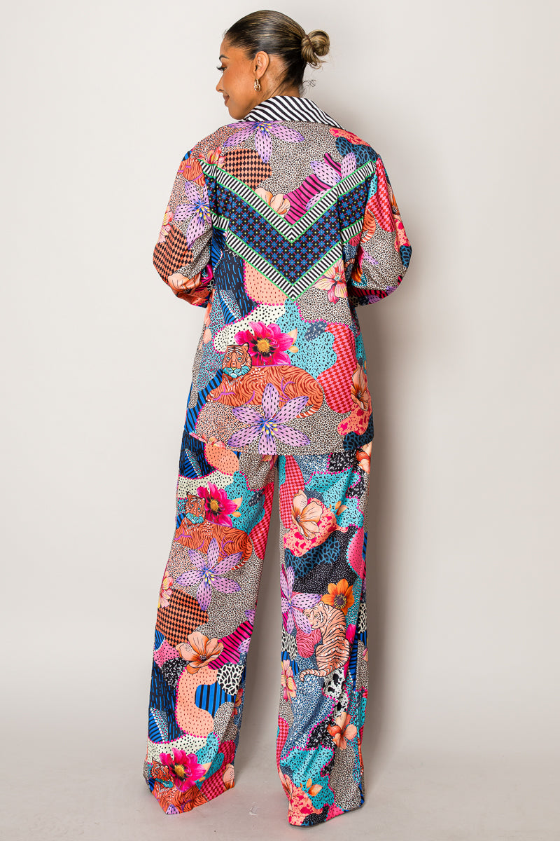 Endless Moon floral resort wear co-ord with abstract print details