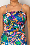 Sleeveless wholesale resort dress with colorful floral patterns