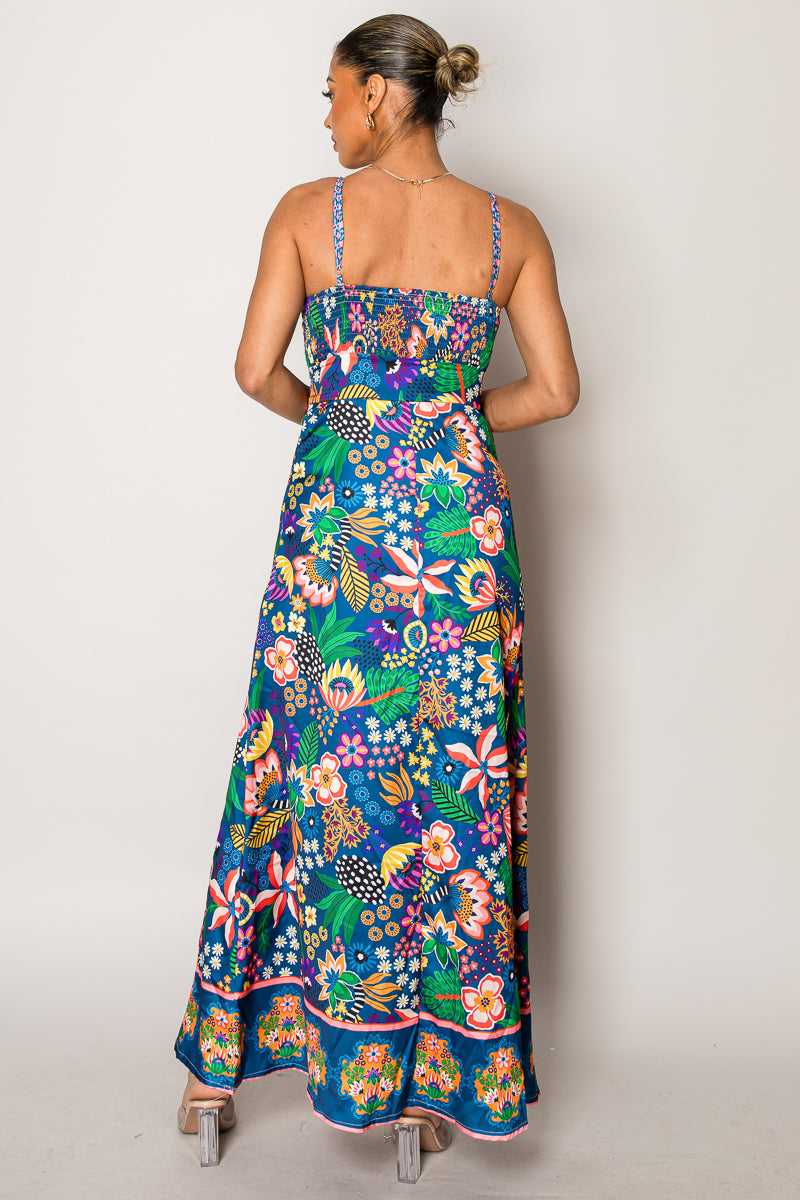 Endless Moon floral resort maxi dress with spaghetti straps
