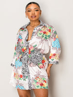 Endless Moon resort wear mini dress with zebra and floral prints