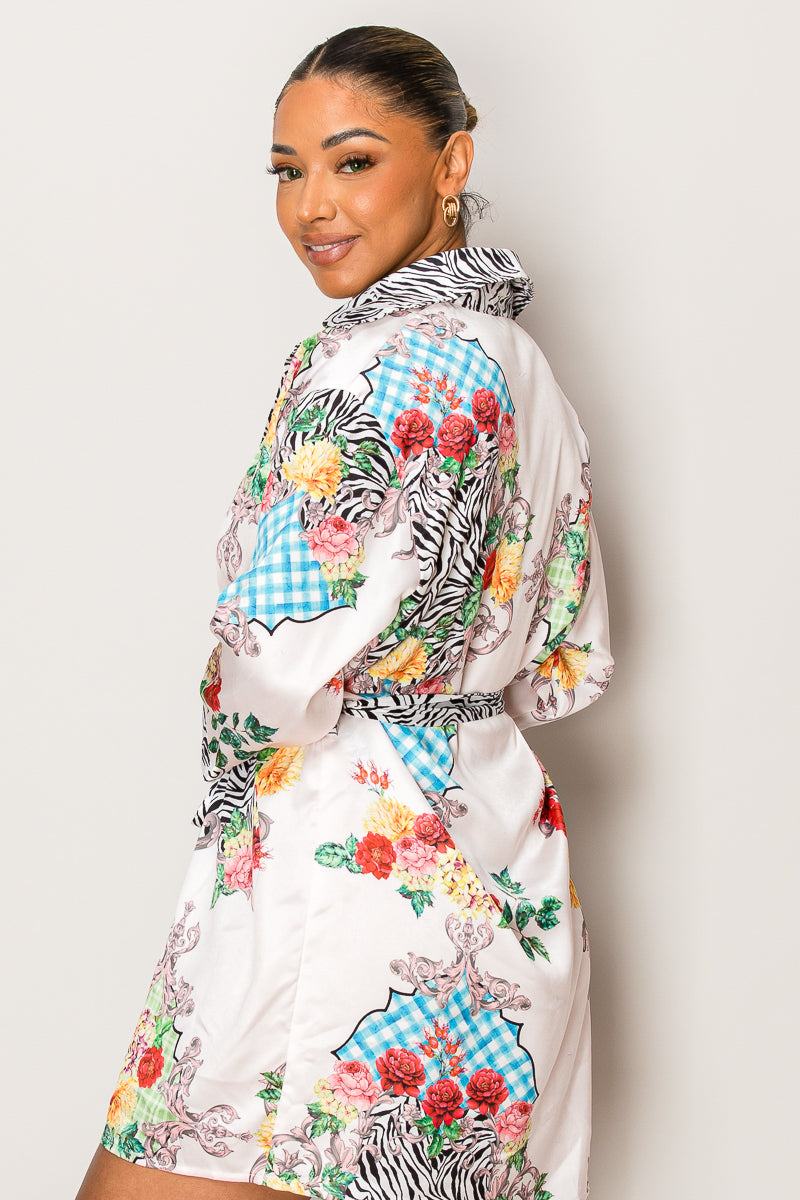 Wholesale resort mini dress featuring gingham, zebra, and florals