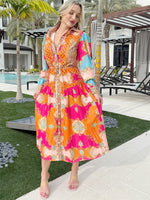 Bright Summer Tropical Fusion Floral Resort Wear Maxi Dress