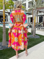 Bright Summer Tropical Fusion Floral Resort Wear Maxi Dress