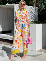 Tropical Oasis Citrus Orchard Fruit Resort Wear Jumpsuit