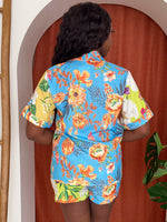 Bright Summer Paradise Patterned Short and Shirt Resort Wear Set