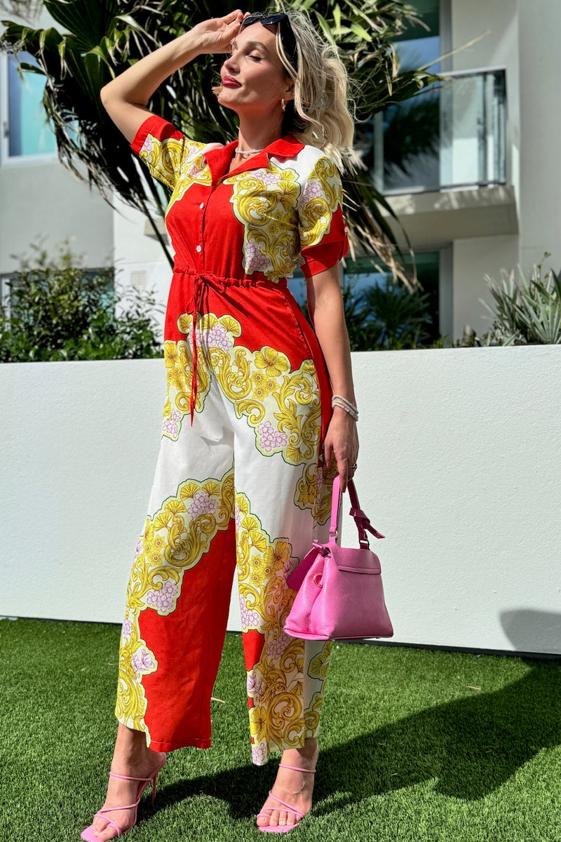 Summer Splendor Floral Fusion Stylish Print Resort Wear Jumpsuit