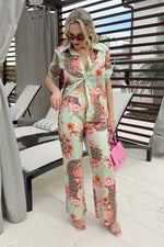 Vibrant Tropical Fun and colorful Pant And Shirt Resort Wear Set