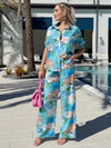 Summer Cocktail Colorful Pant And Shirt Resort Wear Set