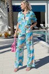 Summer Cocktail Colorful Pant And Shirt Resort Wear Set