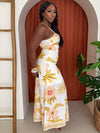 Tropic Island Floral Print Paradise Resort Wear Maxi Dress