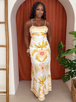 Tropic Island Floral Print Paradise Resort Wear Maxi Dress