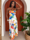 Exotic Tropical Floral Bloom Paradise Resort Wear Maxi Dress