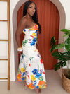 Exotic Tropical Floral Bloom Paradise Resort Wear Maxi Dress
