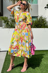 Summer Color Pop Chic Geometry Resort Wear Maxi Dress