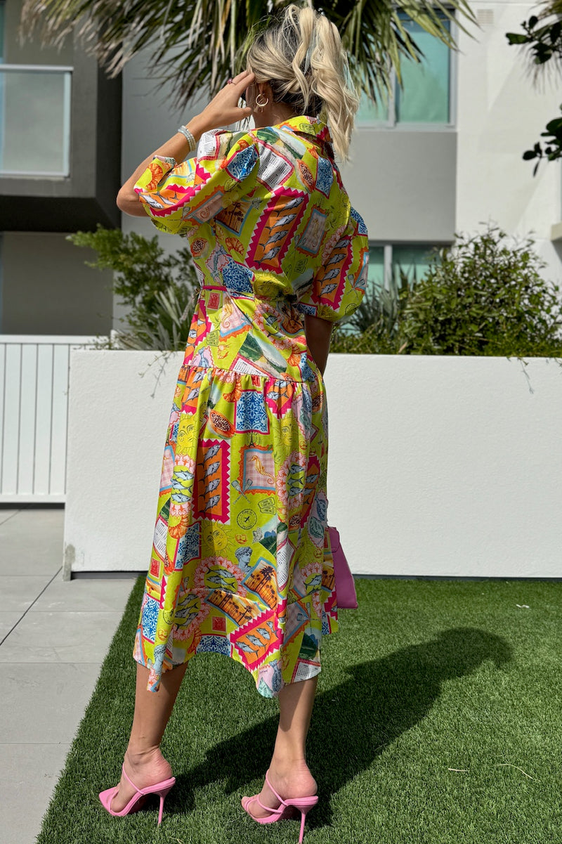 Summer Color Pop Chic Geometry Resort Wear Maxi Dress