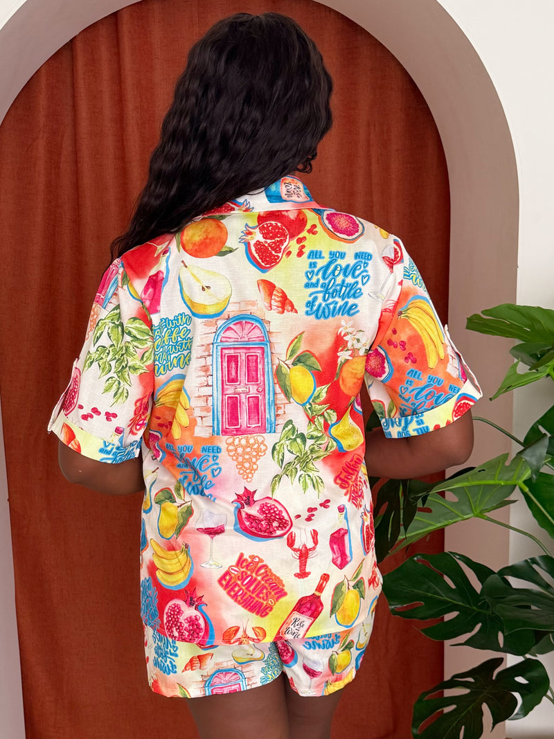 Sunny Cocktail Fruit Short and Shirt Resort Wear Set