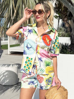 Vibrant Vacation Tropic Short and Shirt Resort Wear Set