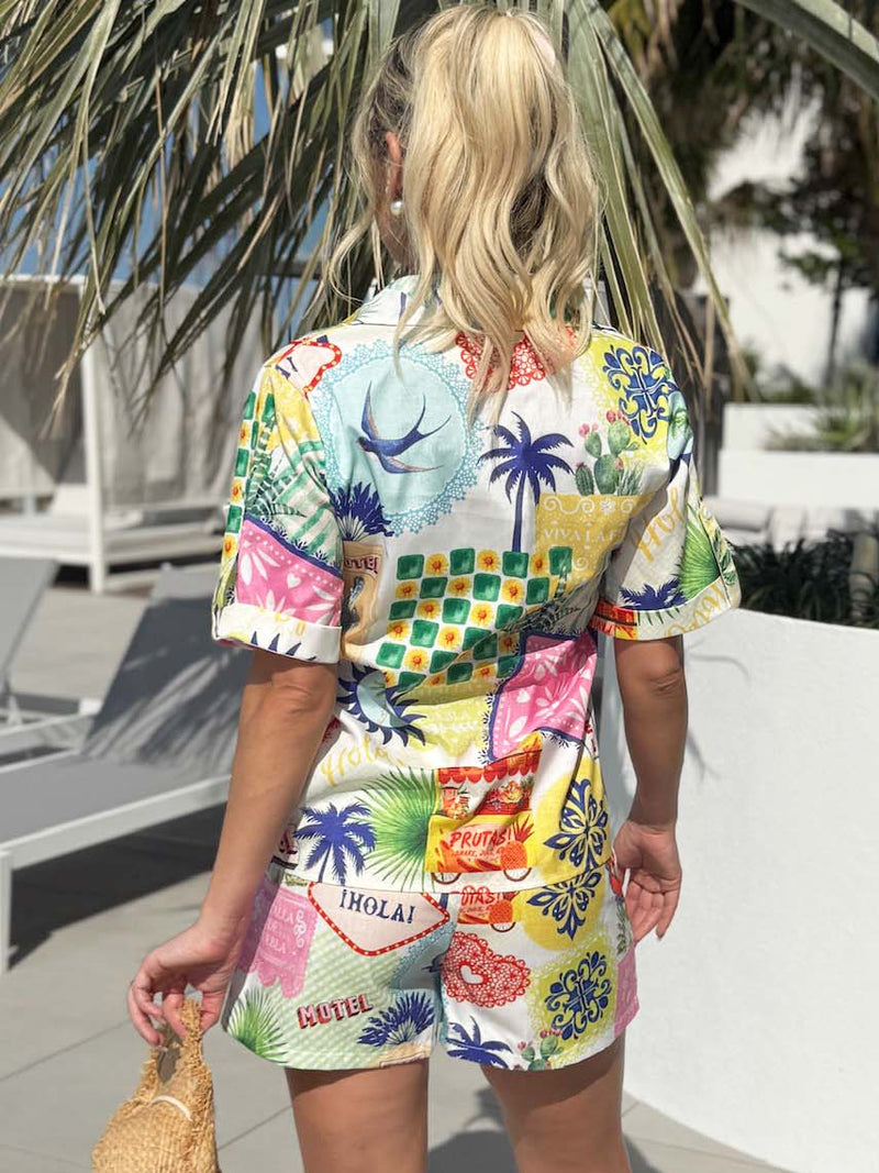 Vibrant Vacation Tropic Short and Shirt Resort Wear Set