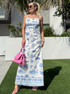 Blue Ocean Horizon Palm tree Resort Wear Maxi Dress