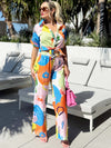 Vibrant Island Tropical Paradise Pant And Shirt Resort Wear Set