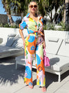 Vibrant Island Tropical Paradise Pant And Shirt Resort Wear Set