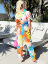 Vibrant Island Tropical Paradise Pant And Shirt Resort Wear Set