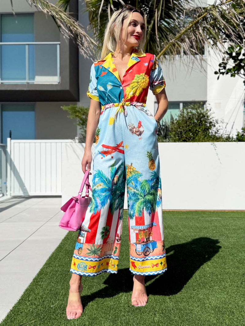 Fun and colorful Island Escape Resort Wear Jumpsuit