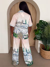 Mediterranean Cityscape Print Pant Set