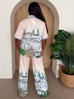 Mediterranean Cityscape Print Pant Set