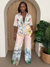 Mediterranean Cityscape Print Pant Set