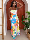 Tropical Colorful Bohemia Geometric Resort Wear Maxi Dress