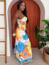 Tropical Colorful Bohemia Geometric Resort Wear Maxi Dress