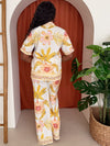 Tropical Yellow Floral Print Shirt and Pant Set