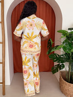 Tropical Yellow Floral Print Shirt and Pant Set