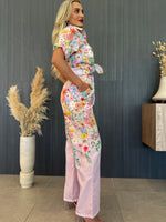 Feminine floral matching set in soft pastels and botanical designs.