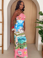 Coastal Picnic Print Resort Dress