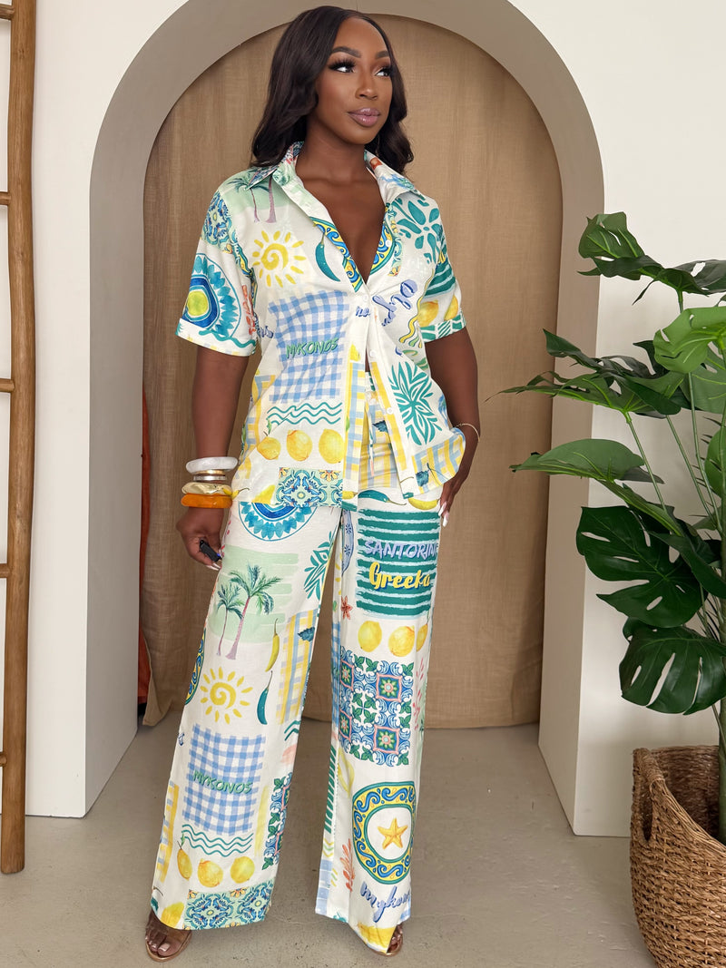 Santorini Sun Print Resort Set