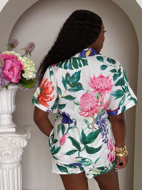 Endless Moon white floral print resort set