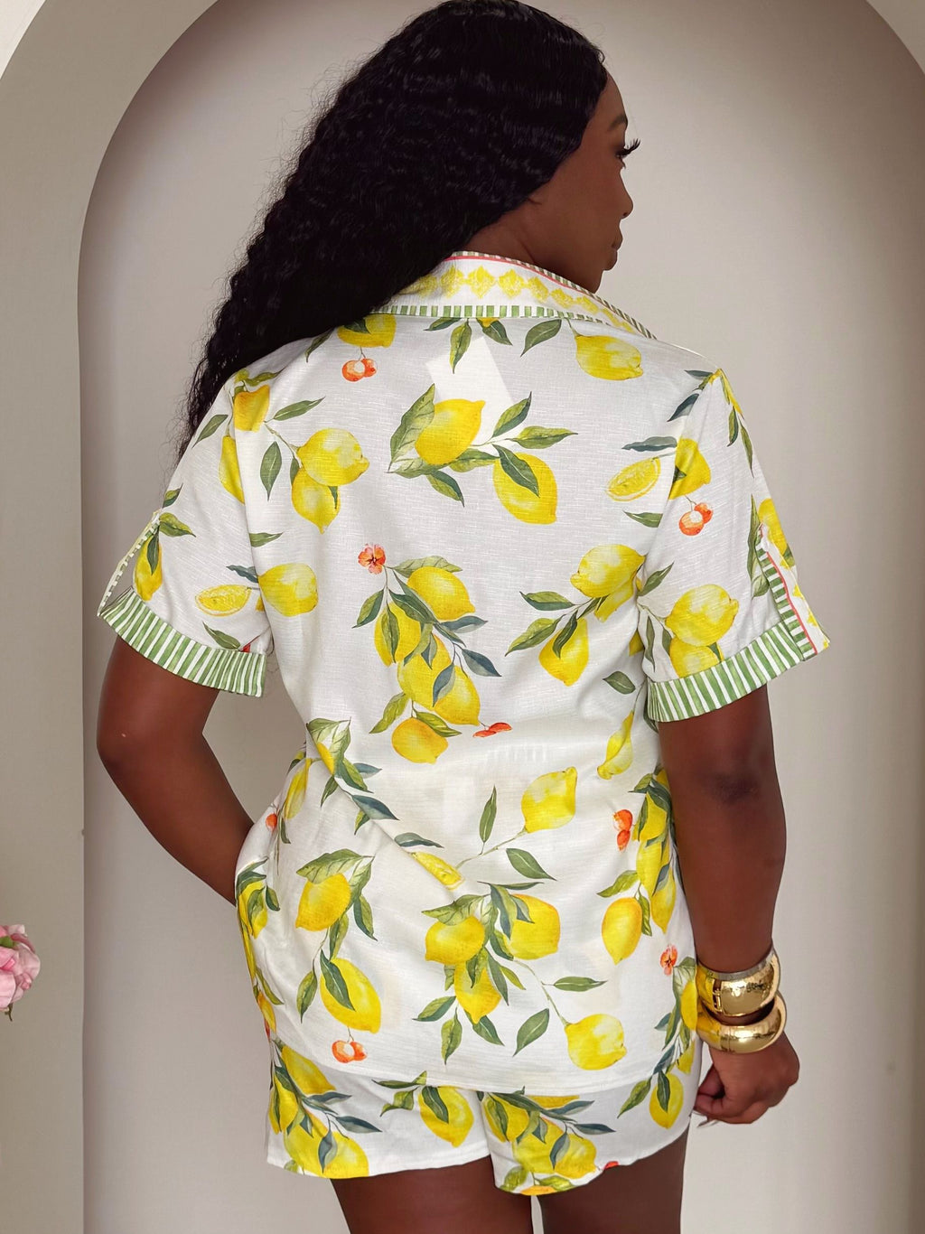 Endless Moon lemon print resort set