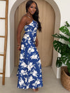 Coastal Bloom Blue & White Floral Maxi Dress