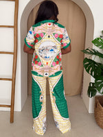 Monaco Luxe | Printed Button-Up Resort Shirt & Wide Leg Pant Set