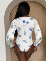 Blue Tropic Long Sleeve Swimsuit