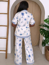 Santorini Sands | Coastal Print Button-Up Shirt & Wide-Leg Pant Set