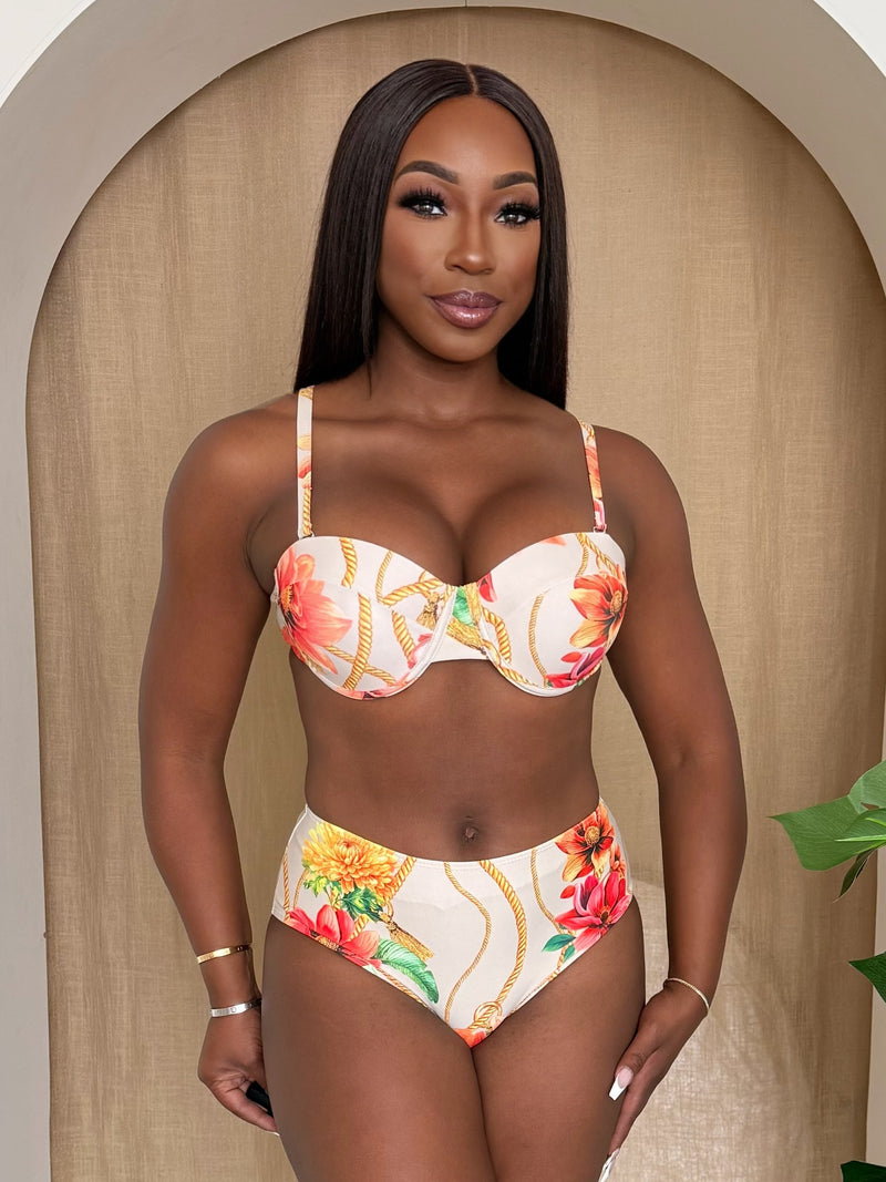 Golden Bloom Rope Accent Underwire Bikini Set