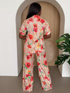 Golden Tropics Peach Floral Chain Print Pants Set
